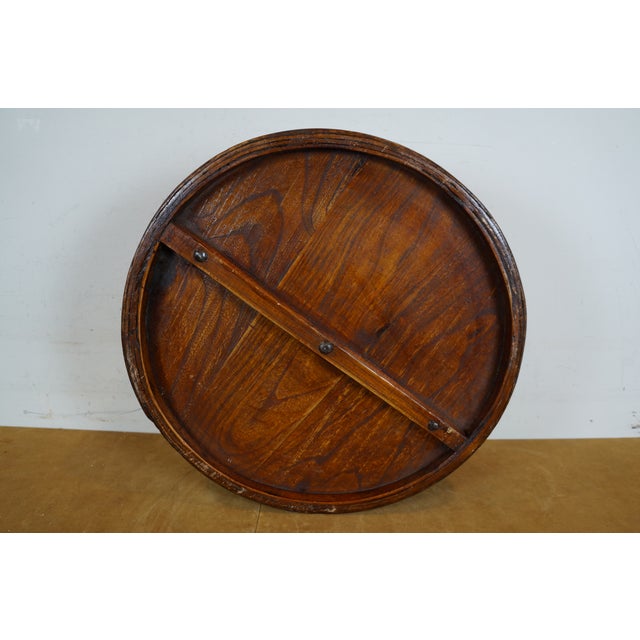 Brown Antique Chinese Shanxi Round Bentwood Dumpling Serving Steamer Box For Sale - Image 8 of 10