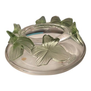 Lalique "Lierre" (Ivy Leaf) Crystal Coupe 8” Centerpiece Bowl For Sale