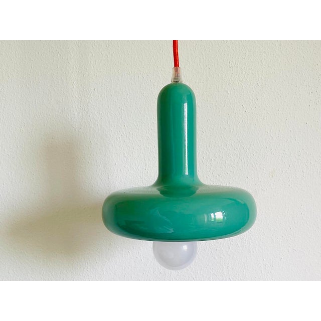 Bauhaus Green Metal Pendant Light, 1950s For Sale - Image 12 of 12