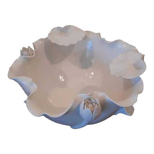 China Blanc De Chine White Porcelain Dehua Lotus Lily Pad Bowl For Sale