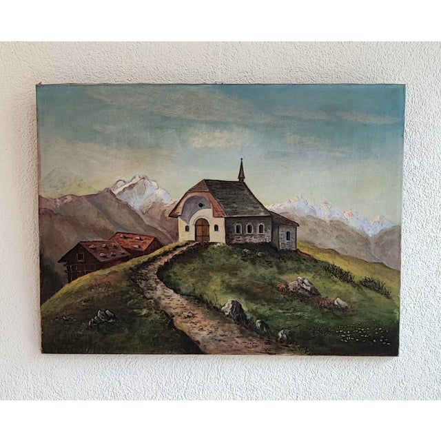Ethevenon, Maria Zum Schnee Chapel, Oil on Canvas, in Flawless conditions. Designed 1920 to 1949 This piece has an...
