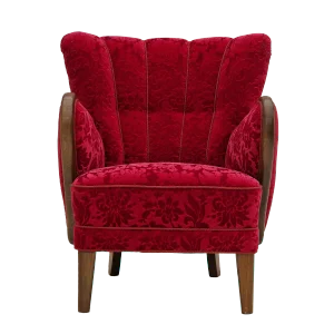 Vintage Danish Armchair in Cherry Red Fabric by Alfred Christensen for Slagelse Møbelværk, 1960s