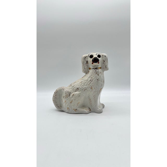 A Antique English Staffordshire Spaniel Dog, Circa 1850's Made in The Staffordshire district of Stoke-on-Trent in England,...