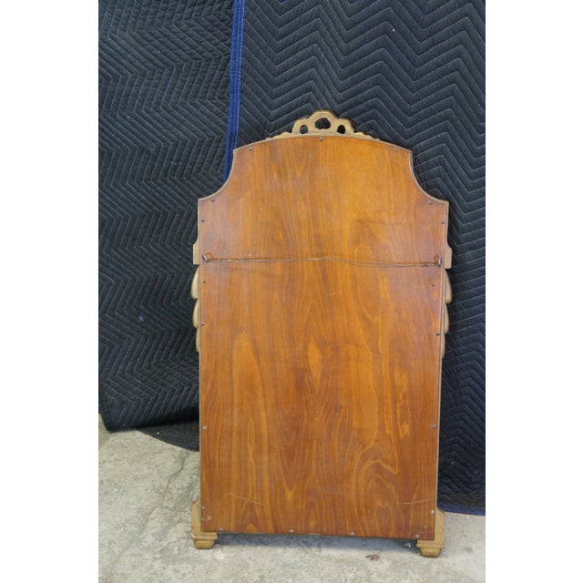 Wood 20th Century French Neoclassical Gold Over Mantel Wall Hanging Bathroom Mirror For Sale - Image 7 of 8