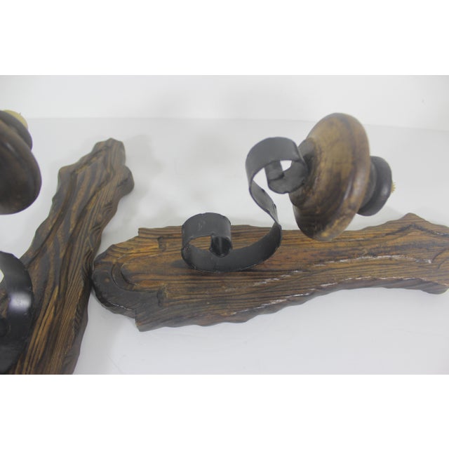 Vintage Pair of Spanish Wall Sconce Candle Holders For Sale - Image 9 of 10