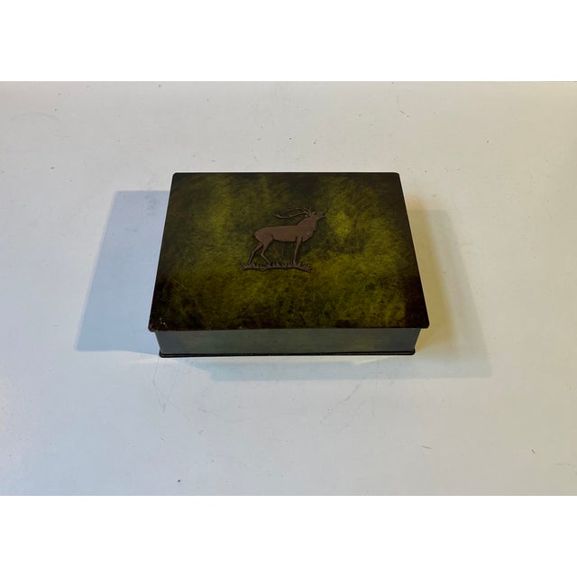 Art Deco Green Patinated Bronze Box by Holger Fridericias, 1930s For Sale - Image 3 of 12