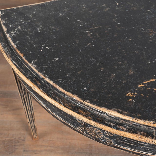 Late 19th Century 19th Century Swedish Black Pine Demi Lune Side Table Console For Sale - Image 5 of 13