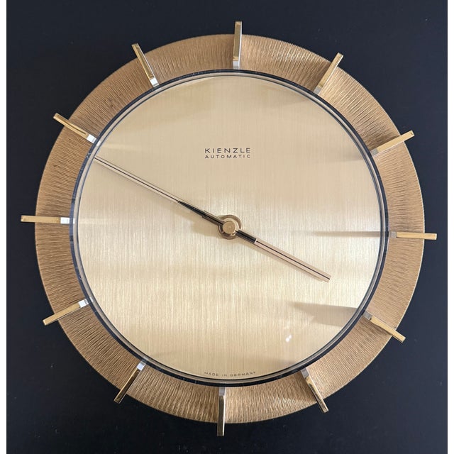 Hollywood Regency Minimalist Brass Wall Clock from Kienzle, Germany, 1960s For Sale - Image 10 of 10