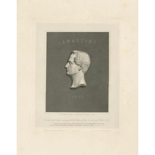 After David d'Angers, Portrait of Alphonse de Lamartine, 1843, Stipple Engraving For Sale - Image 6 of 10