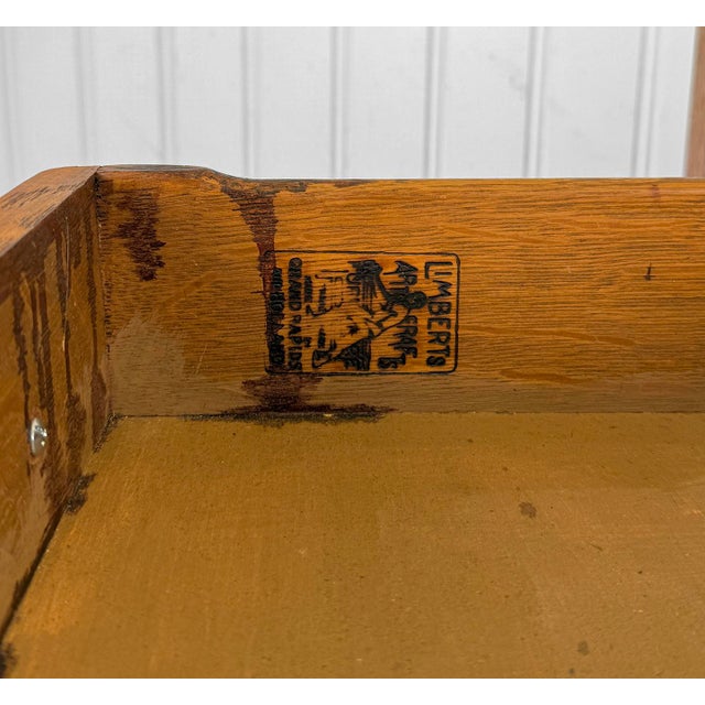 Antique Charles Limbert Arts & Crafts Quartersawn Oak Writing Desk W/ Bookshelf For Sale - Image 10 of 17