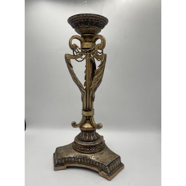 Neoclassical Vintage Neoclassical Brass Urn Form Candle Holder For Sale - Image 3 of 7