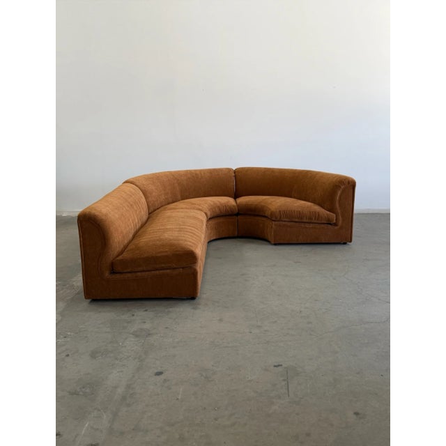 Mid-Century Modern Abruzzo Sectional in Brown Chenille For Sale - Image 3 of 14