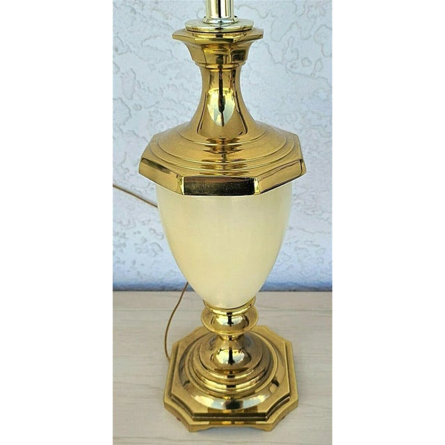 Vintage High End Brass and Opaline Table Lamp For Sale - Image 4 of 7