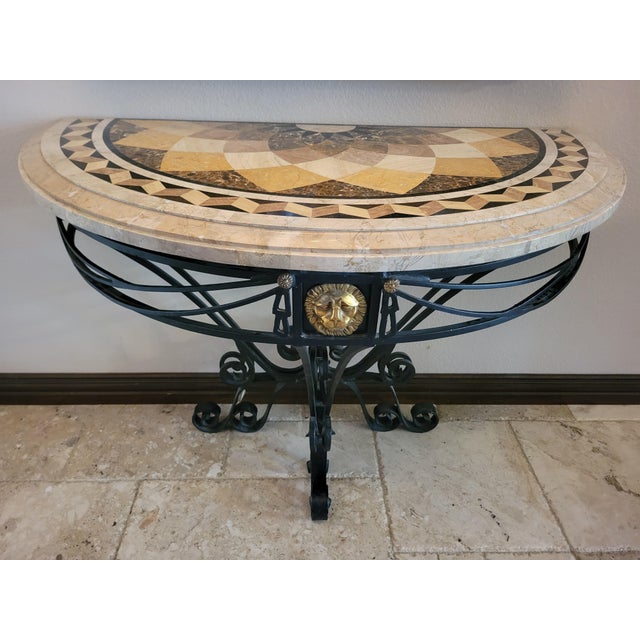 Metal Maitland‑Smith Demi‑lune Console Table For Sale - Image 7 of 12
