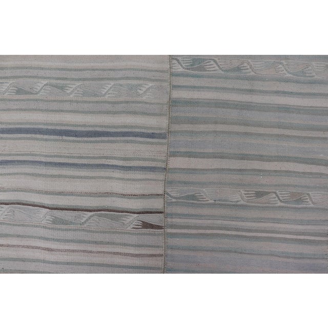 Vintage Turkish Paneled Flat-Weave Kilim in Muted Colors With Stripe Design 9'2"x11'6" For Sale - Image 4 of 12