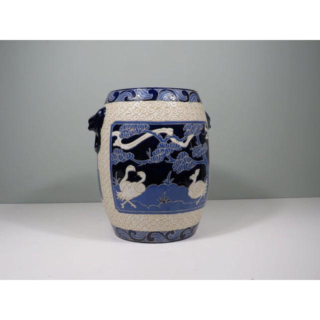 Barrel-Shaped Ceramic Stool with Decoration, Italy, 1970s For Sale - Image 9 of 11