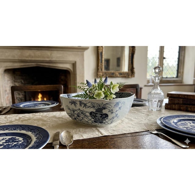 Authentic Late-Victorian English Transferware Copeland Blue and White Serving Bowl For Sale - Image 12 of 12