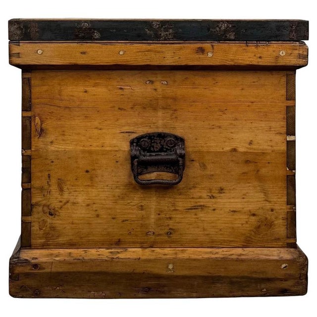 Gold Antique Victorian Pine Fitted Chest Coffer For Sale - Image 8 of 12