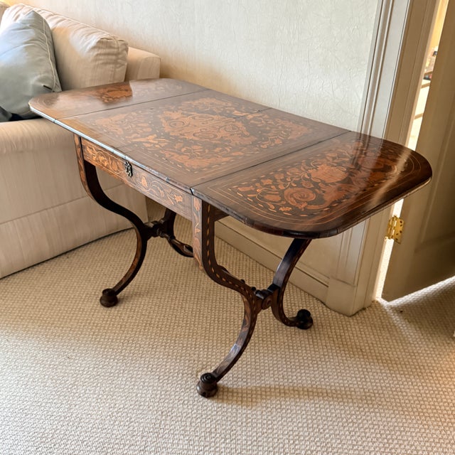 Inlaid Drop-Leaf Table For Sale - Image 9 of 13