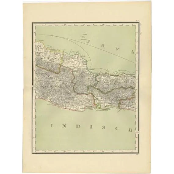Antique Map of Part of Java, 1900 For Sale