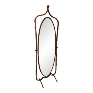 Free Standing Mirror Hand Hammered Copper For Sale