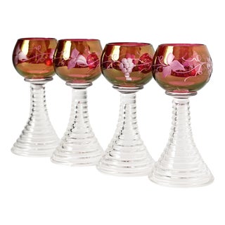Antique Swedish Römer Glasses from Reijmyre, 1890s, Set of 4 For Sale