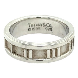 1990s Authentic Tiffany & Co Estate Atlas Ring Size 6.5 Silver 6 mm For Sale
