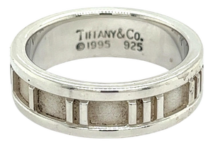1990s Authentic Tiffany & Co Estate Atlas Ring Size 6.5 Silver 6 mm