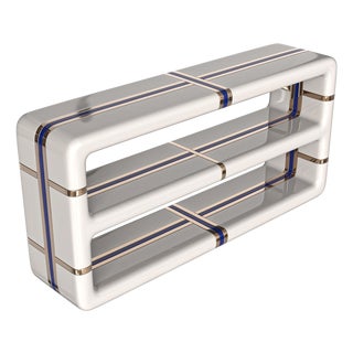 "Armonia" Console With Stainless Steel and Bronze Details, Handmade For Sale