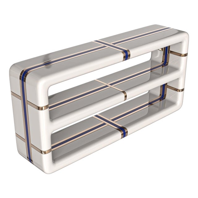 "Armonia" Console With Stainless Steel and Bronze Details, Handmade For Sale