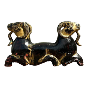 Vintage Egyptian Gilt Tipped Rams Head Sculpture
