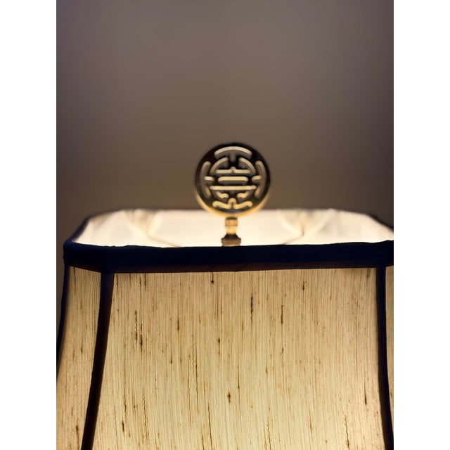 Vintage Morris Greenspan Chinoiserie Gold Lamp For Sale - Image 9 of 16