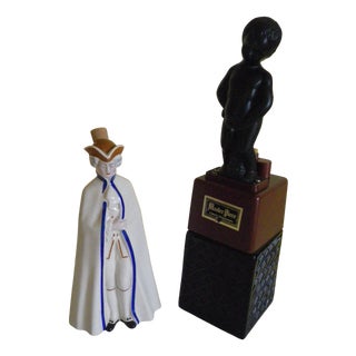 Vintage Garnier Liqueur Bottle from Enghien and Masterpiece Bottle from Manneken Pis, Set of 2 For Sale