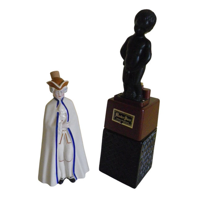 Vintage Garnier Liqueur Bottle from Enghien and Masterpiece Bottle from Manneken Pis, Set of 2 For Sale