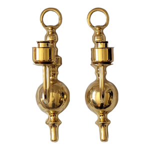 Pair of Vintage Georgian Revival Brass Wall Sconces