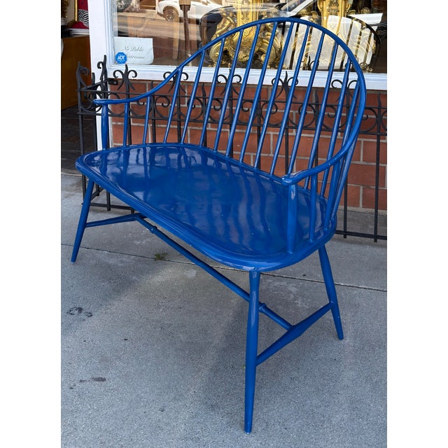 2000 - 2009 Royal Blue Enamel Aluminum Windsor Bench For Sale - Image 5 of 6