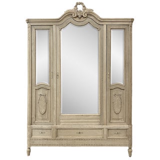 Antique French Louis XVI Armoire ~ Wardrobe in Stripped Oak For Sale
