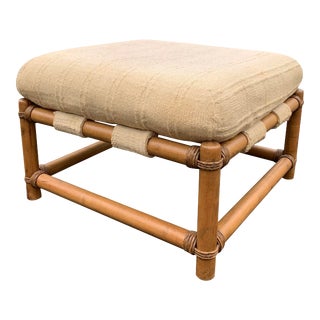 1980s Bamboo Boho Chic Coastal Style Ottoman Footrest For Sale
