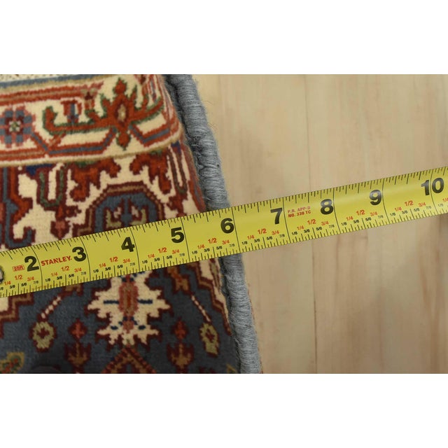 Heriz Runner 2’6” X 6’1” Blue Wool Tribal Hand-Knotted Oriental Rug For Sale - Image 9 of 11