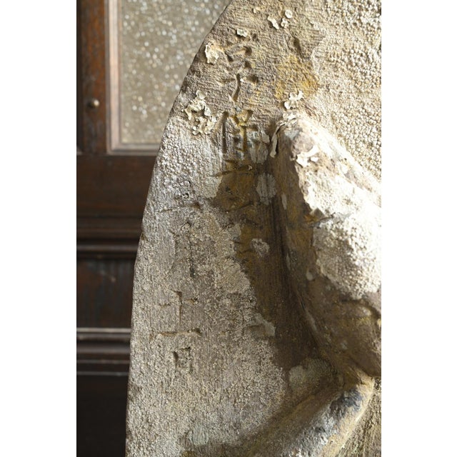 Antique Japanese Stone Buddha Statue of Nyoirin Kannon (Seated) / Edo Period / Created in 1731 For Sale - Image 4 of 12