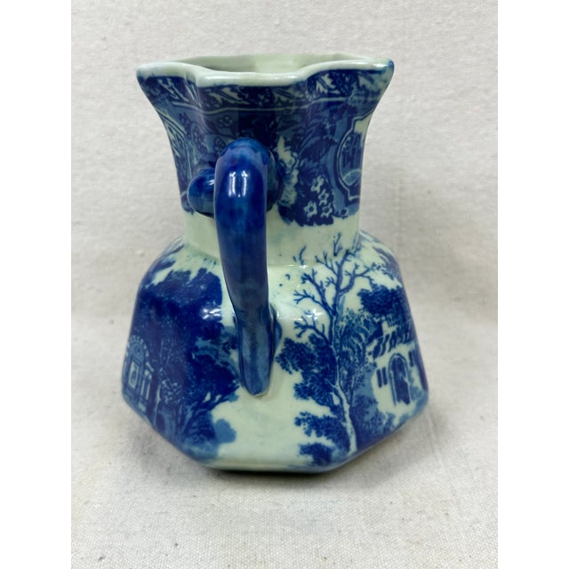 Vintage Ironstone Blue & White Pitcher For Sale - Image 4 of 11