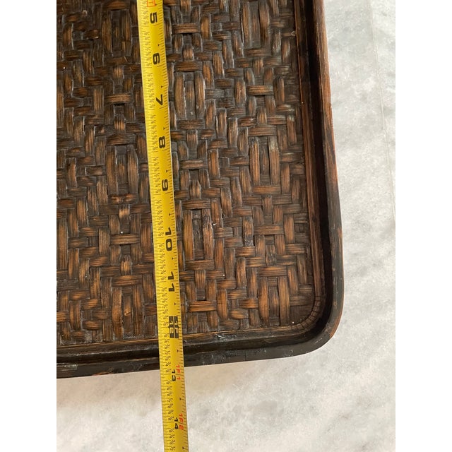 Wood Pair of Midcentury Chinese Woven Bamboo Trays For Sale - Image 7 of 7