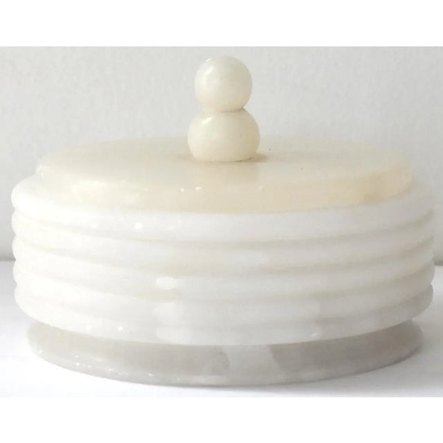 Mid-Century Italian White Alabaster Round Box For Sale - Image 10 of 10