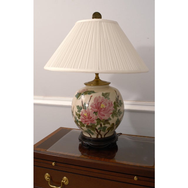 Age: Approx: 30 Years Old Details: Stunning Floral Decoration High Quality Construction Chinese Inspired Lamp Un-Marked As...