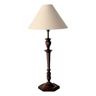 Antique Turned Hexagonal Wooden Table Lamp, Britain, 1920s For Sale