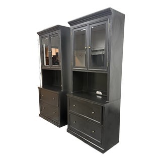 Ballard Designs Tuscan File Console + Hutches, Pair For Sale