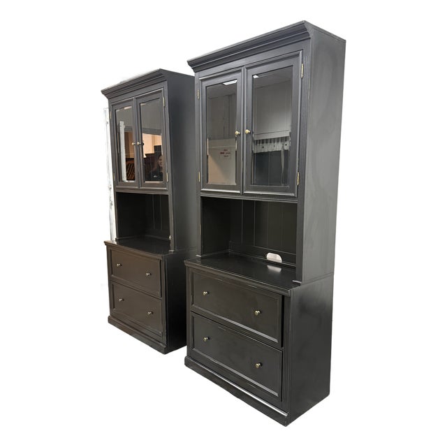 Ballard Designs Tuscan File Console + Hutches, Pair For Sale