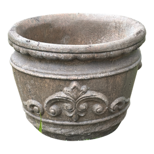 Cast Stone Neoclassical 1990s Fleur-De-Lis Garden Pot