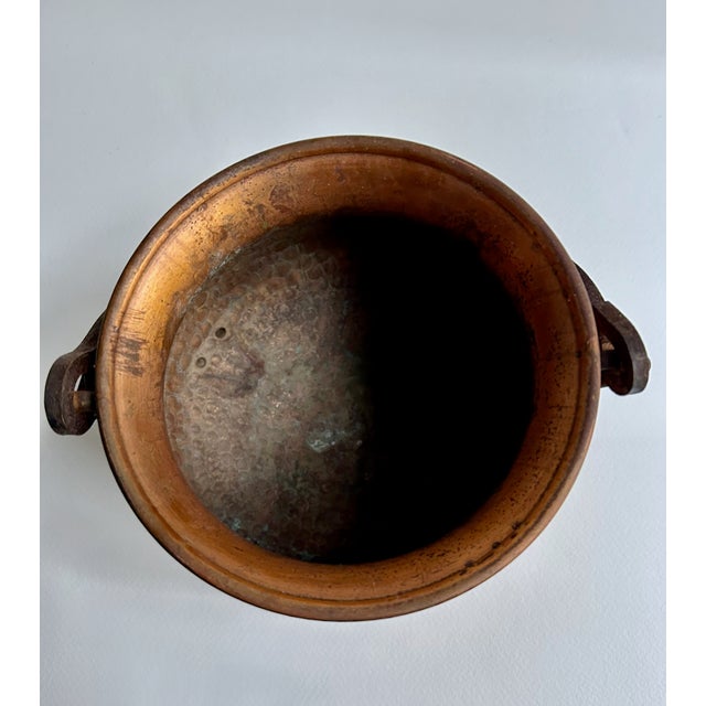 Iron Footed & Handled Hand Hammered Copper Pot, C. 1970's For Sale - Image 12 of 17