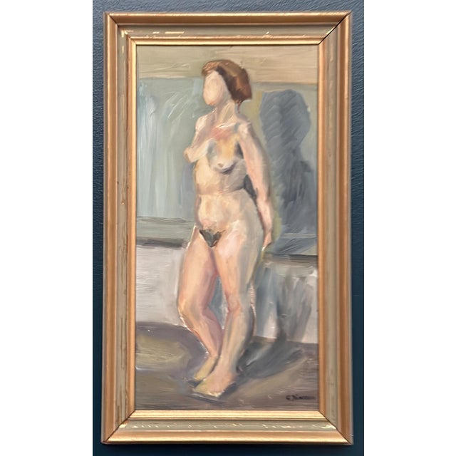 Original mid century swedish oil on panel – “woman” by g. Jönsson – signed & framed – 53 × 31 cm (20.9" × 12.2") a mid-...